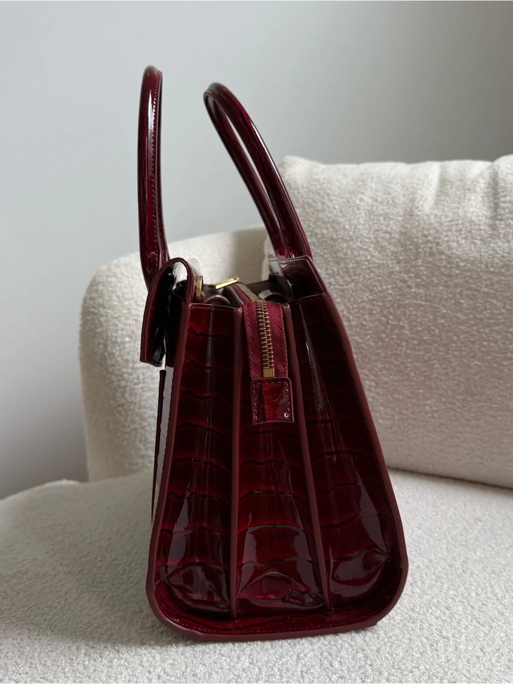 Mac Duggal - Large Croc-Embossed Leather Briefcase Bag With Gold Hardware